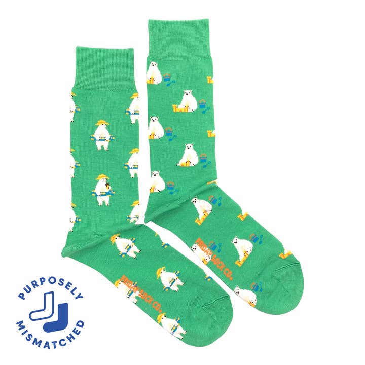 Men's Polar Bear at the Beach Socks for wholesale by Friday Sock Co.