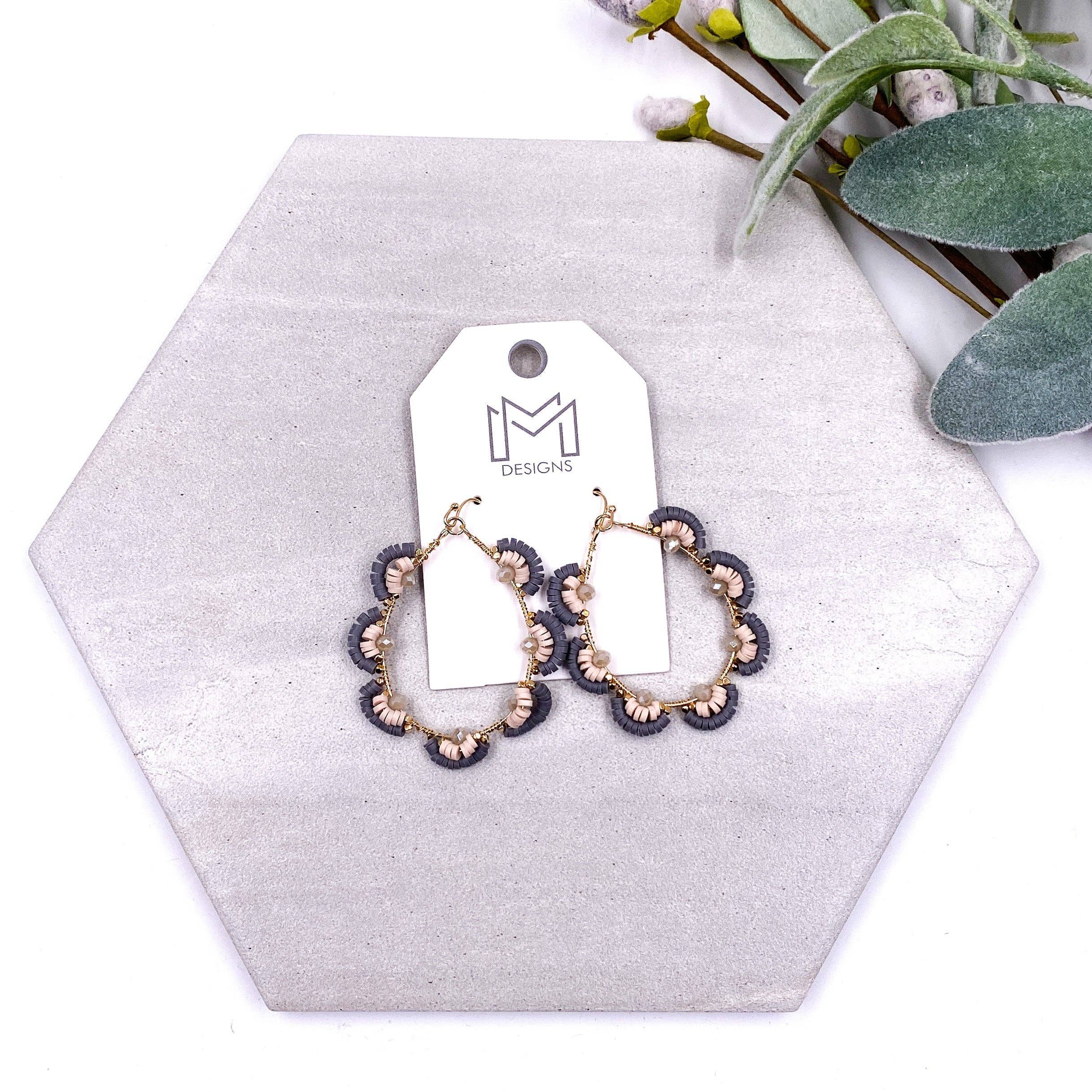 MM Designs - Vente Boucles d'oreilles pendantes - Boucles d'oreilles Dani - Gris