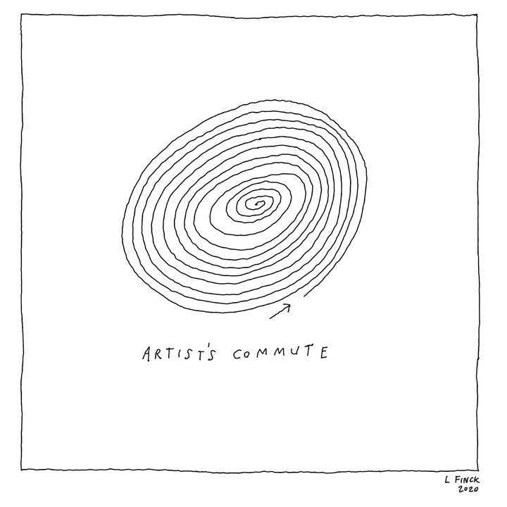 Impression typographique Artist's Commute pour la vente par Liana Finck