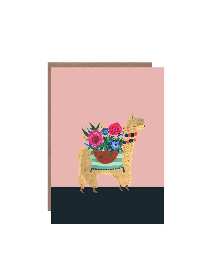 Blanco wenskaart 'Tropical Alpaca' voor wholesale door Hutch Cassidy (Greetings Cards and Paper Goods)