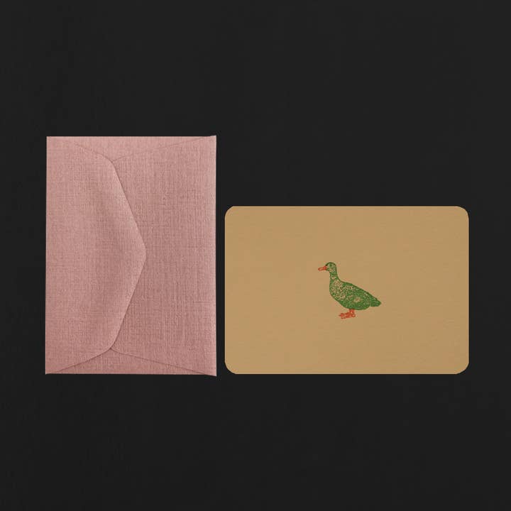 Mini DUCK card + old pink envelope for wholesale by le typographe