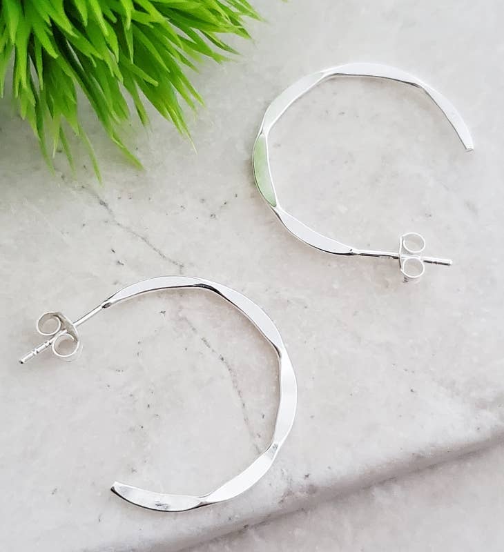 Sosie Designs - Wholesale Hoop Earrings - Silver Hammered Hoops Earrings