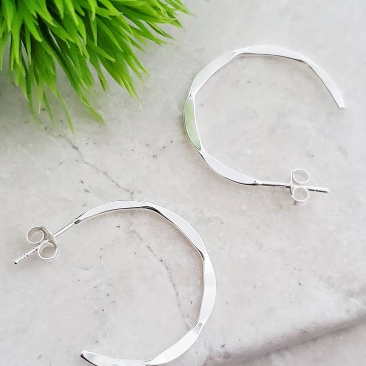 Sosie Designs - Wholesale Hoop Earrings - Silver Hammered Hoops Earrings0