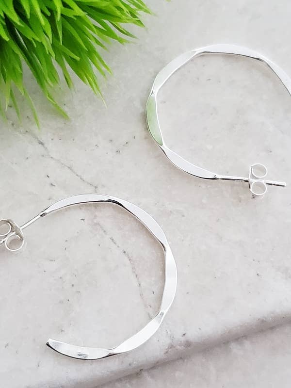 Silver Hammered Hoops Earrings for wholesale by Sosie Designs