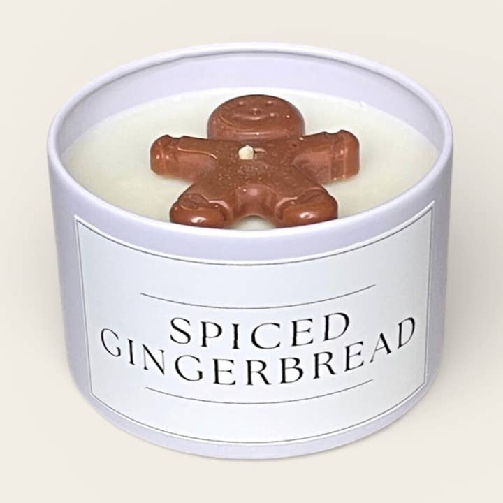 Soy Candle - Spiced Gingerbread 4oz Matte White Jar for wholesale by LostLove Art Co.