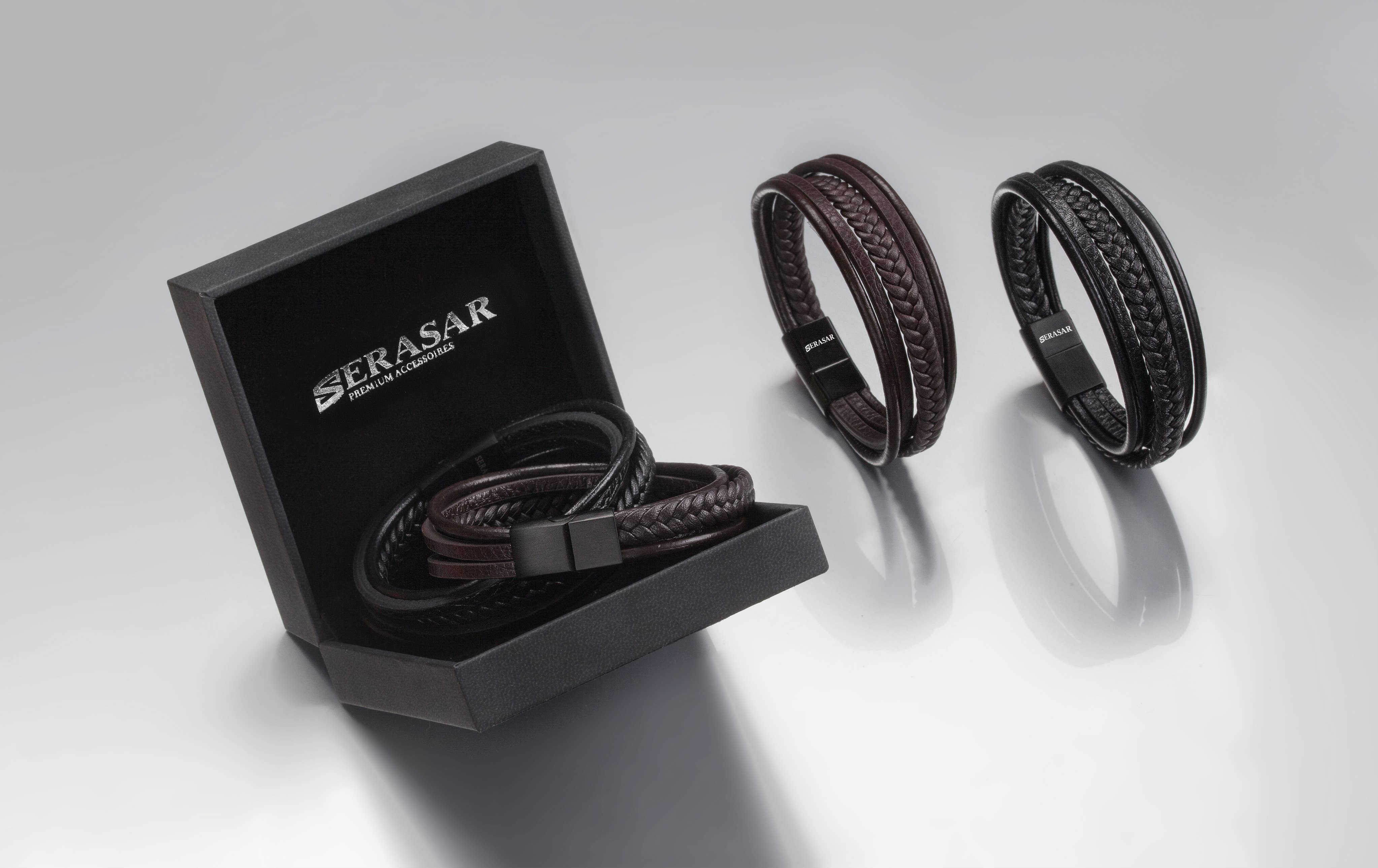 SERASAR - Wholesale Bangle Bracelet - SERASAR, "Braid" leather bracelet for men7