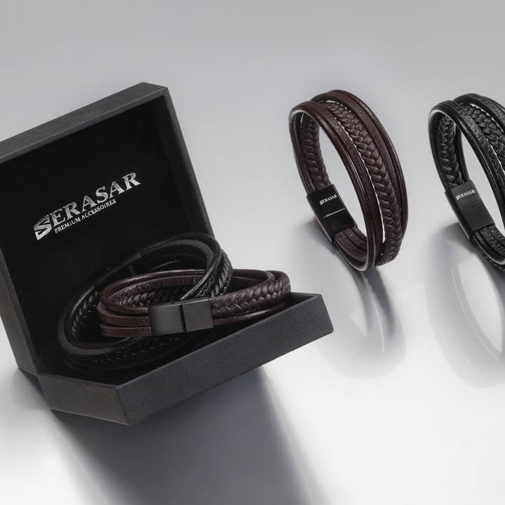 SERASAR - Wholesale Bangle Bracelet - SERASAR, "Braid" leather bracelet for men7