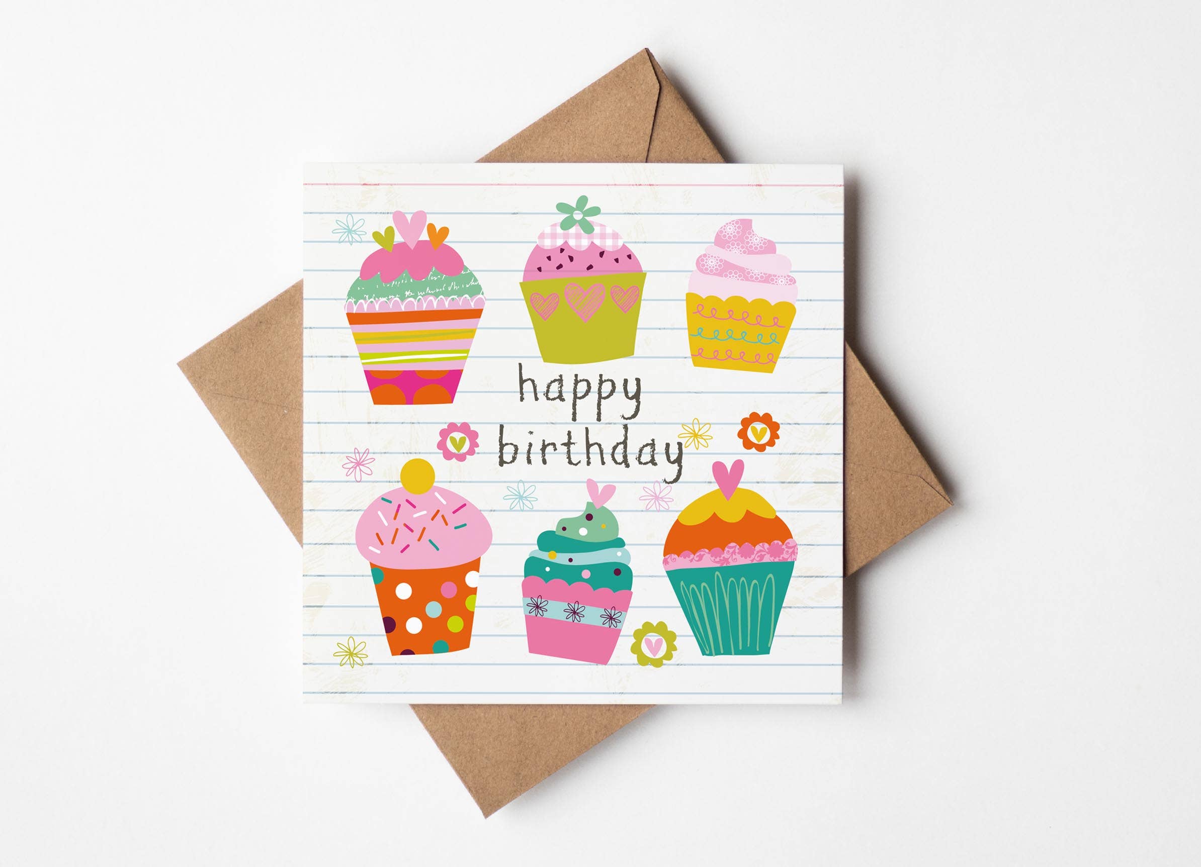 Designs by flo – Engroshandel Fødselsdagskort – TILLYKKE MED FØDSELSDAGEN CUPCAKE KORT/CERDYN PENBLWYDD HAPUS KAGE1