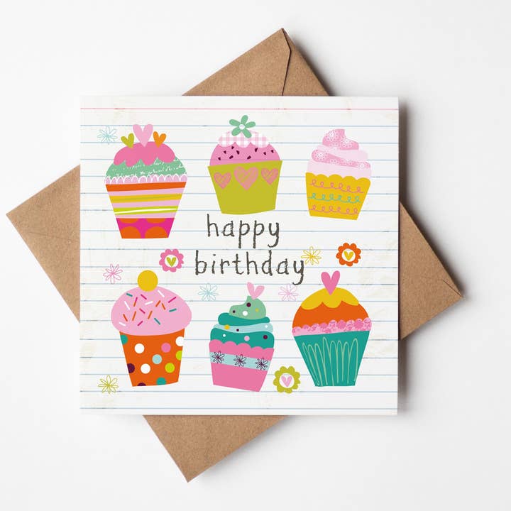 Designs by flo - Wholesale Birthday card - HAPPY BIRTHDAY CUPCAKE CARD/CERDYN PENBLWYDD HAPUS CAKE1