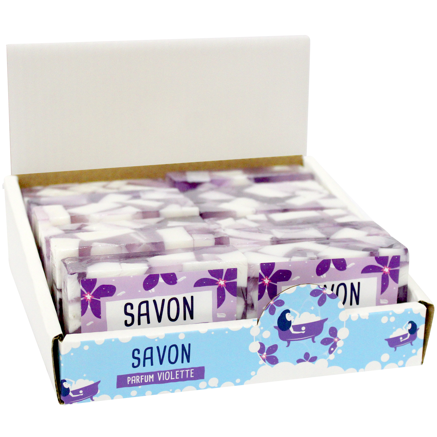 FRENCH TENDANCE - Vente Assortiment de savons - Savon en tranche glyc végé 100 gr - Senteur Violette1