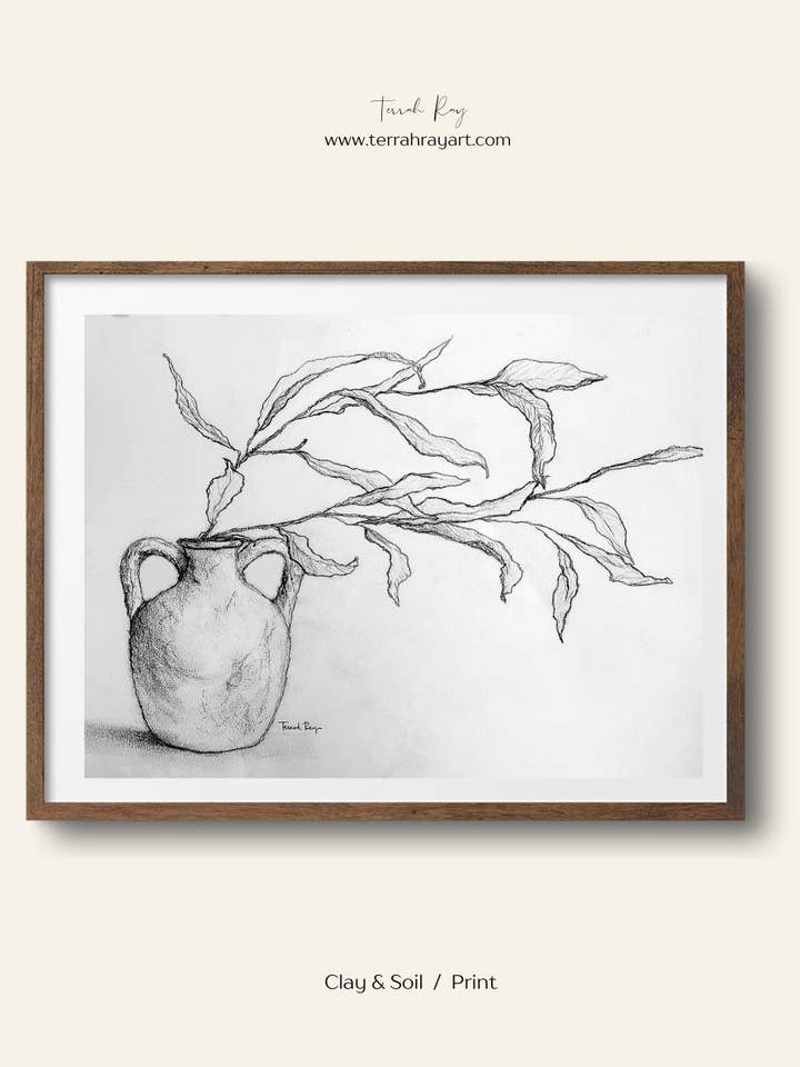 Simply Terracotta - Charcoal Sketch Art Print for wholesale by Terrah Ray Fine Art Studio