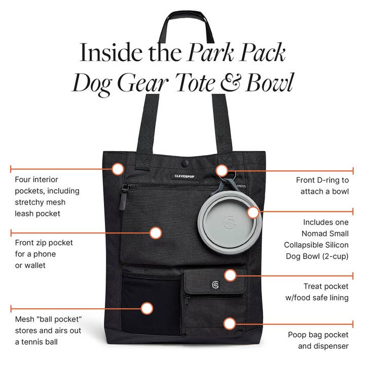 Cleverpup - Wholesale Pet Treat Bag - Dog - Park Pack Dog Gear Tote:Travel Bowl, Treat Pouch, Toy Pocket10