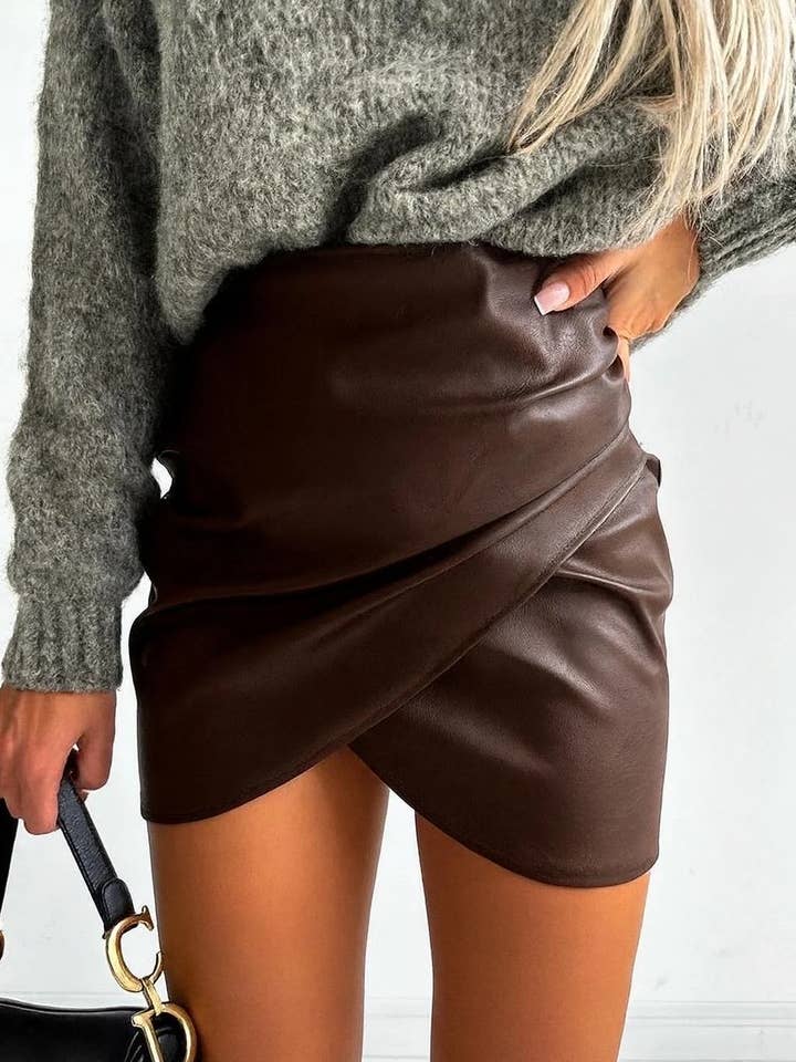 ESTEE BROWN - Wholesale Skirt - Women's - Faux leather skirt - B0061