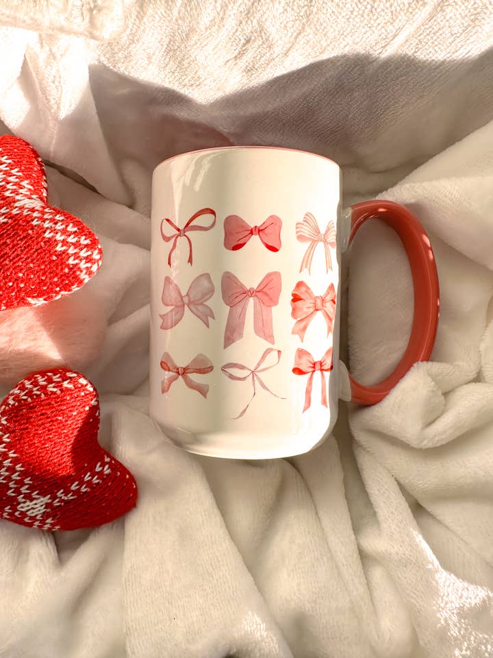 Pink Bow Mug - Coquette Aesthetic for wholesale by Arrow & Pine Design Co.