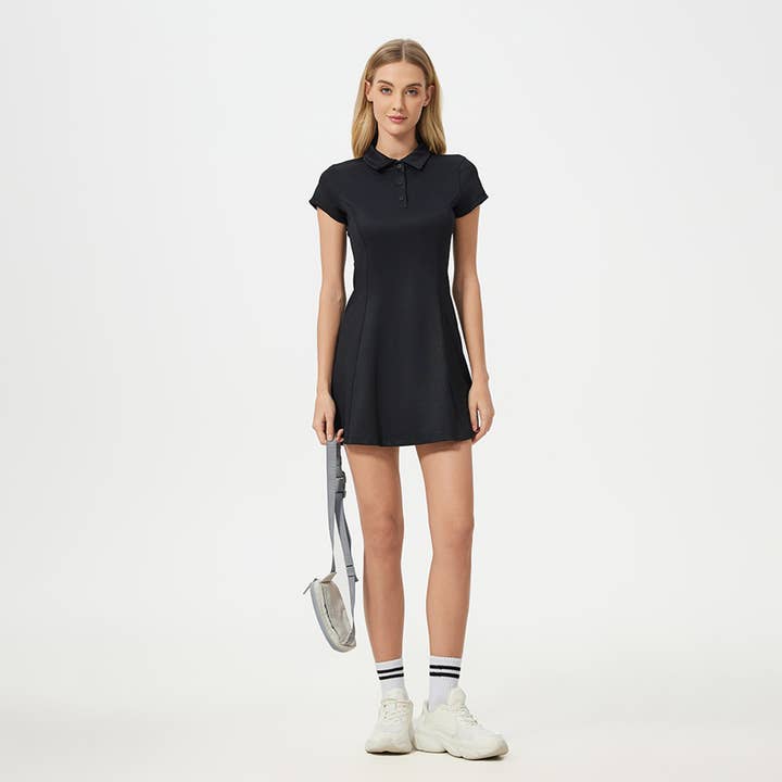 Sodalemon - Wholesale Athletic dress – Women′s - Women Lapel Short Sleeve Elastic Polo Golf Sports Dress17