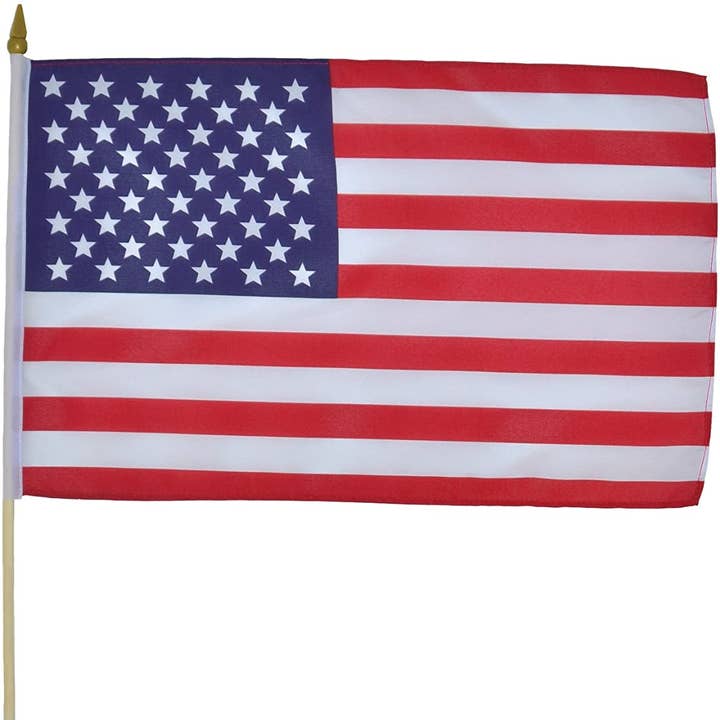 U.S. Flag 12x18 Stick Flag - 12 PC for wholesale by In the Breeze, LLC.