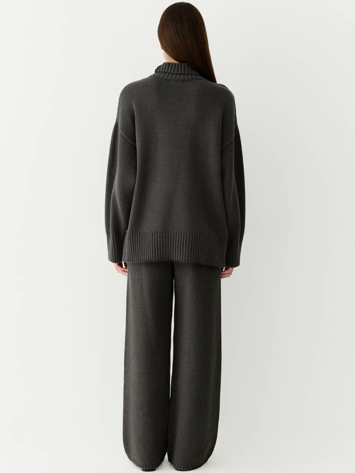 MOD REF - Wholesale Broek - Dames - The Phoebe Pants | Gebreide broek met wijde pijpen1