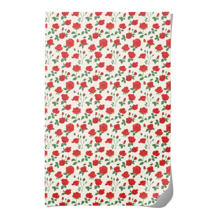 Red Cap Cards – wholesale Flat wrap – Blooming Roses wrapping paper1
