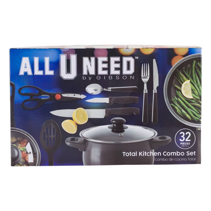 Stainless Steel Total Kitchen Combo Set - 32 Pieces - Black for wholesale by Deluxe Import Trading