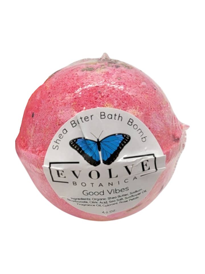 Natural Bath Bomb handmade - Good Vibes - for wholesale by Evolve Botanica