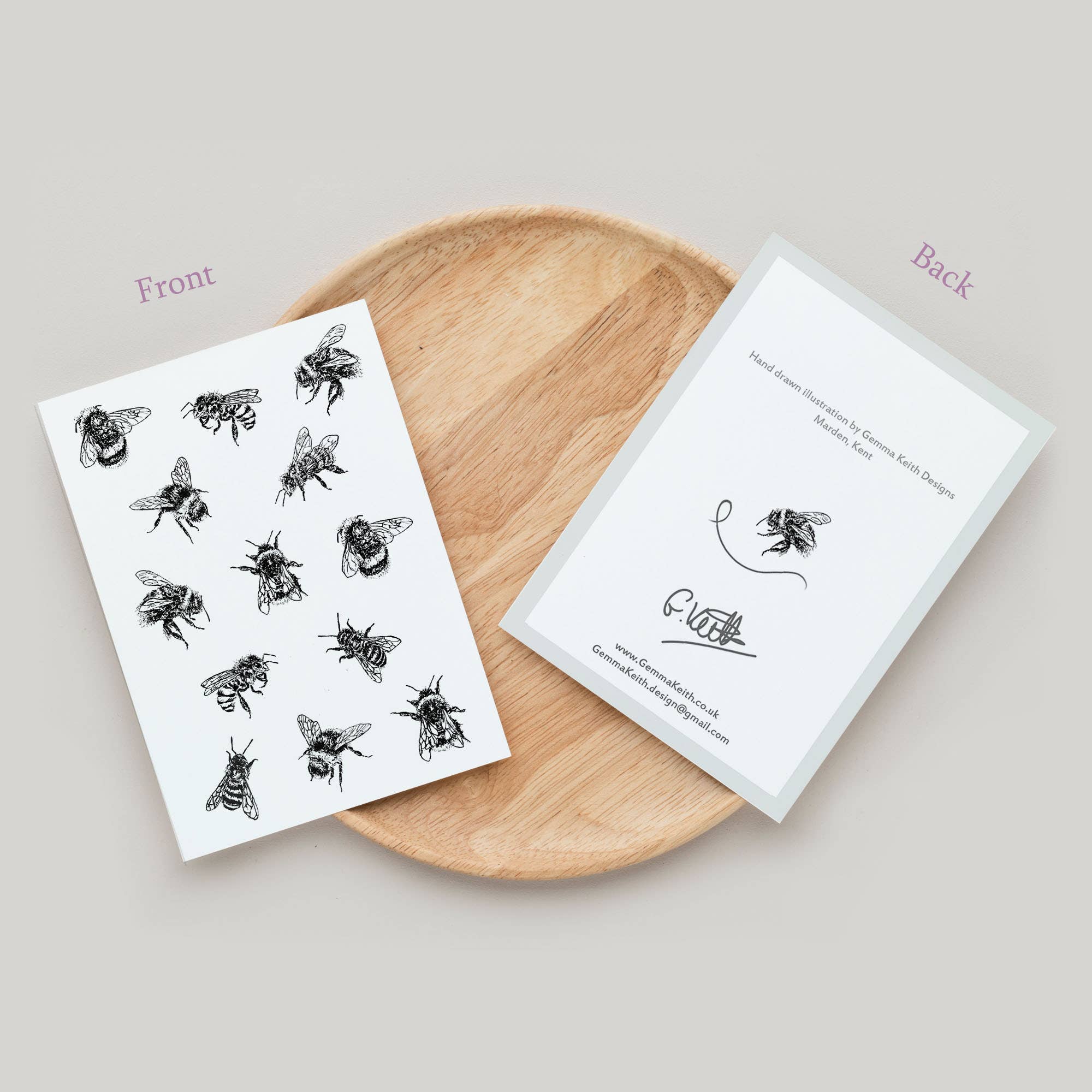 Gemma Keith Designs - Wholesale Everyday Greeting Card - Black Bees Greeting Card Single1
