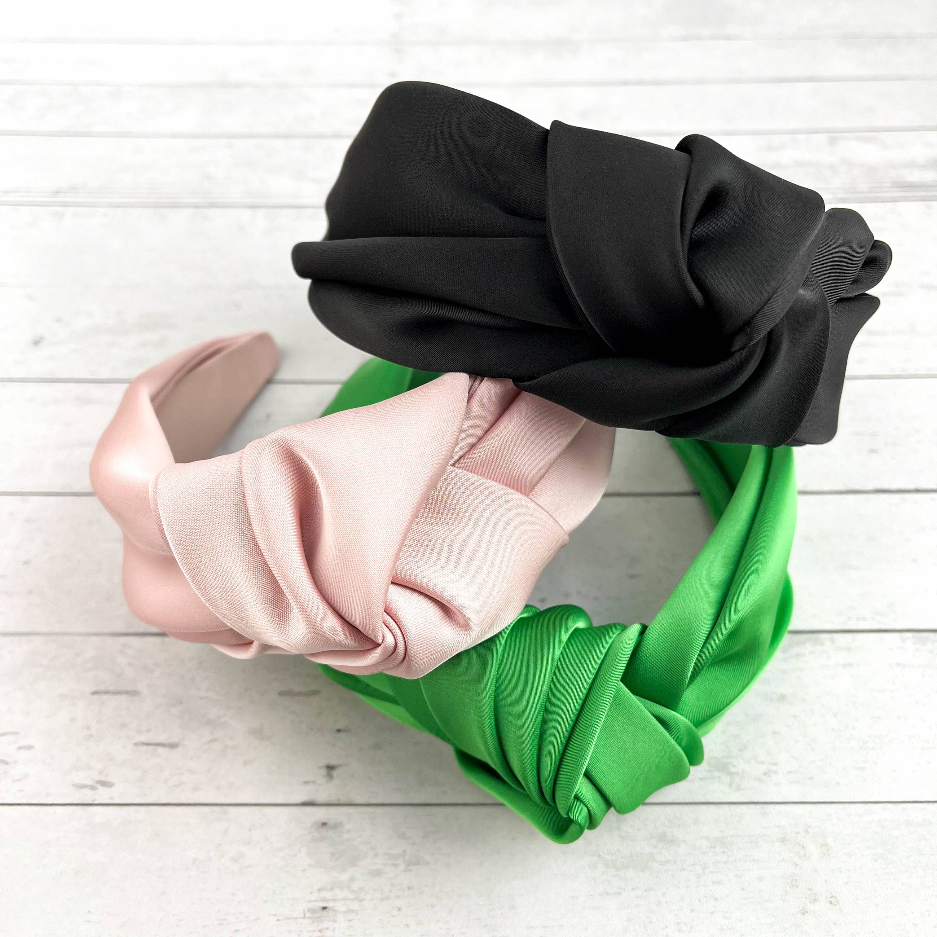 SoapElenGlen – wholesale Pannband - Dam – Bred hårband i solid satin, knutet hårband10