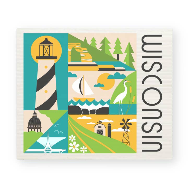 Swedish Dishcloth | WI Square Scenes for wholesale by Creative Compass