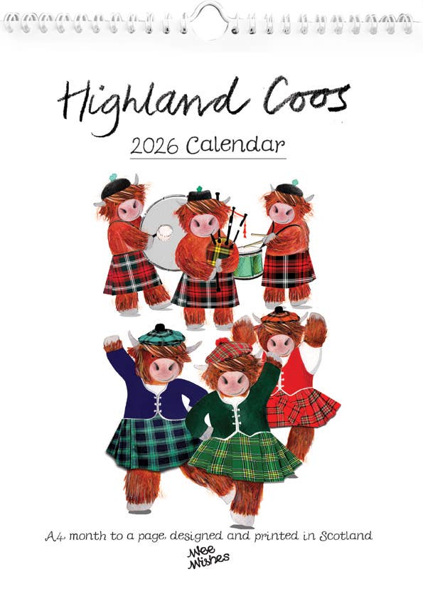 Wee Wishes - Wholesale Calendar - Highland Coos 2026 Calendar CAL2026