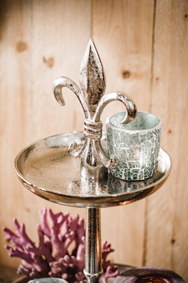 Michael & Philipp Noll e. K. - Wholesale Side Table - Lily cake stand two-tiered silver metal 50 cm9