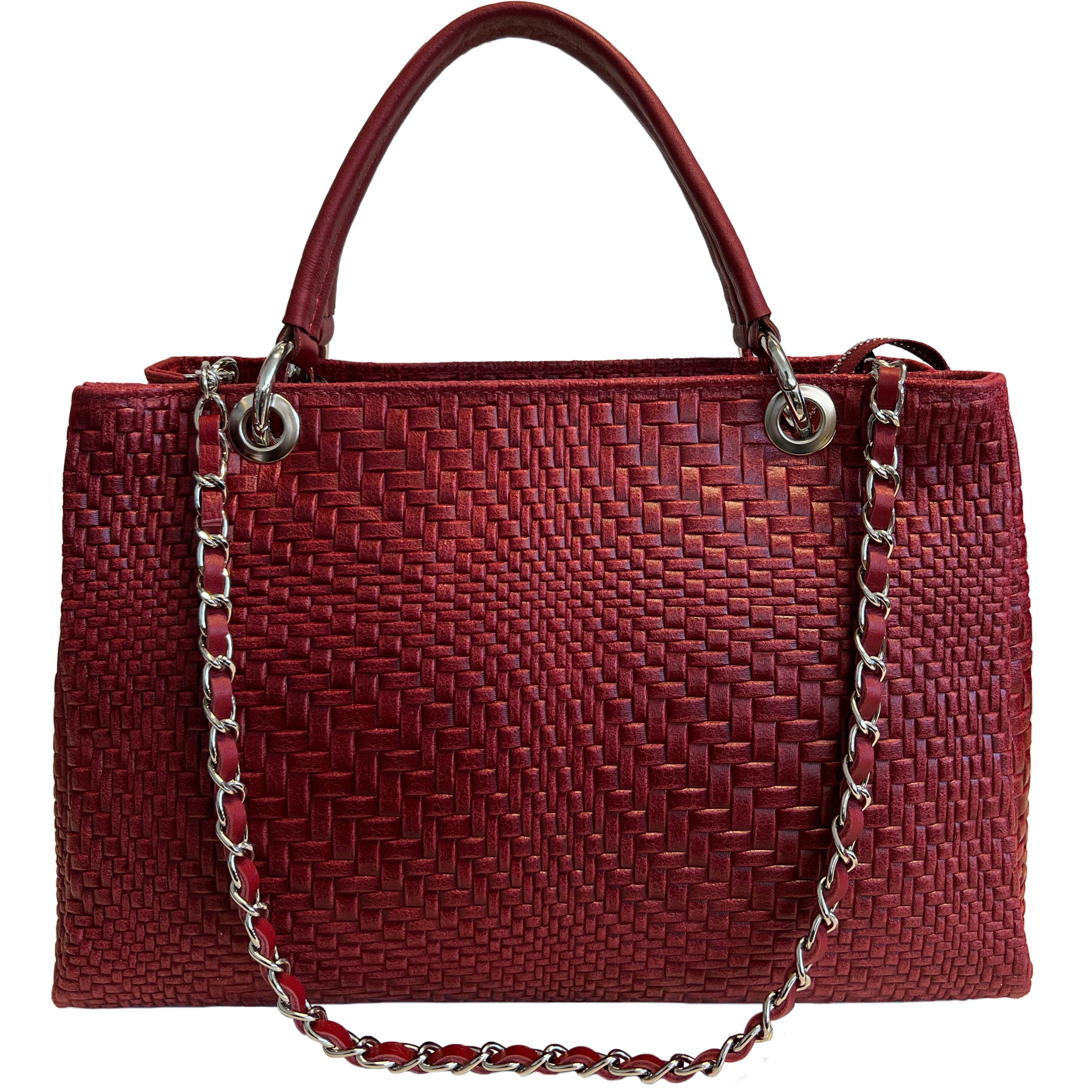 MODARNO - Vente Sac à main avec poignée sur le dessus – femme - Sac à main femme MODARNO en cuir véritable tressé avec bandoulière7