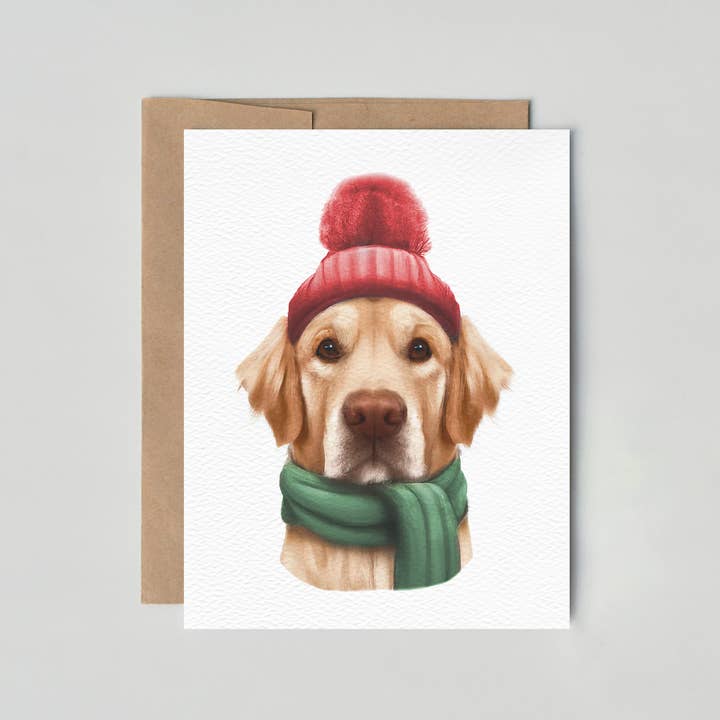 Blue Thistle - Wholesale Christmas Card - Dog Christmas Card, Happy Holidays, Golden Retriever
