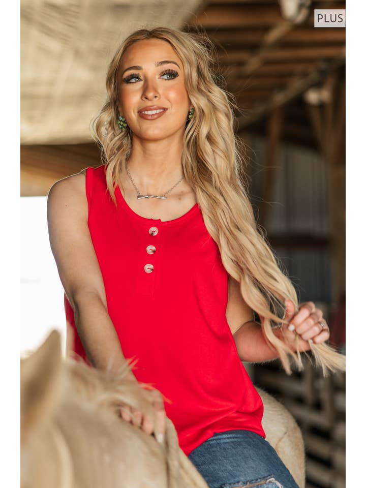 Andrée by Unit – Großhandel Tanktop – Damen – Tanktop aus Frottee mit Knopfleiste in großen Größen
