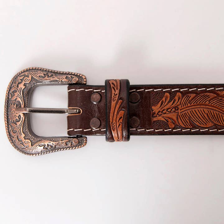 HILASON - Wholesale Belt - Unisex - Hand Carved Western Leather Men Women Belt Beaded