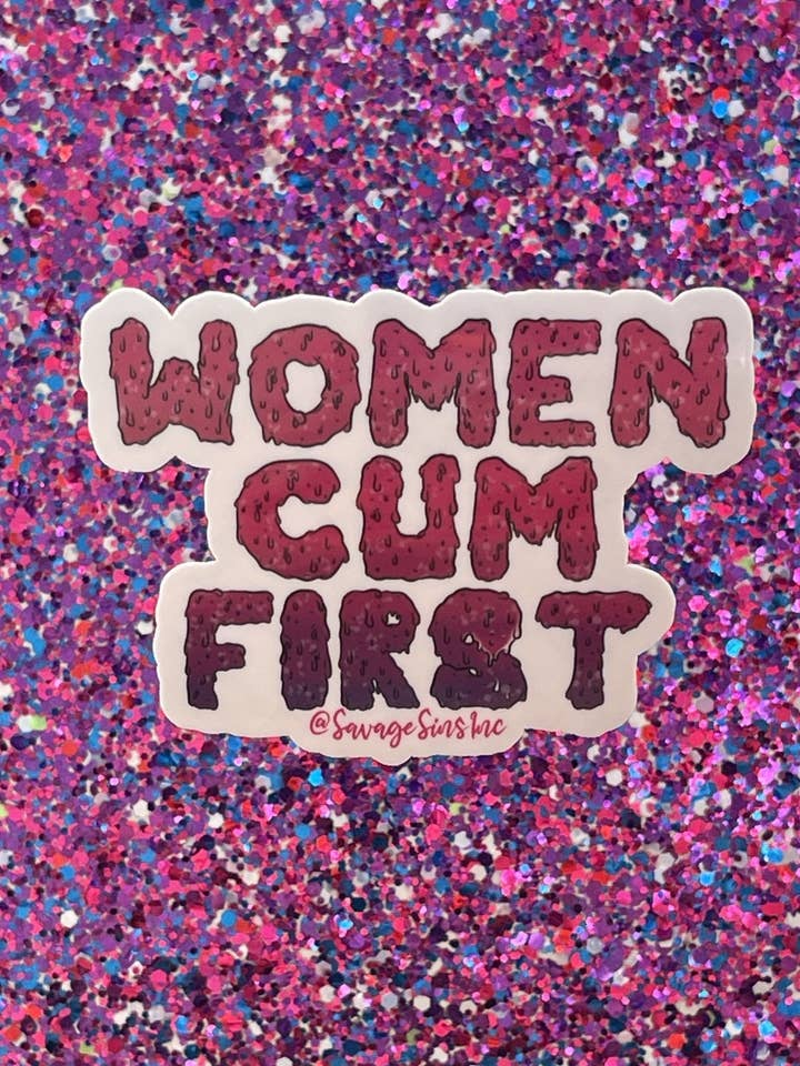 Pegatina Mujer Cum First para venta al por mayor de Savage Sins