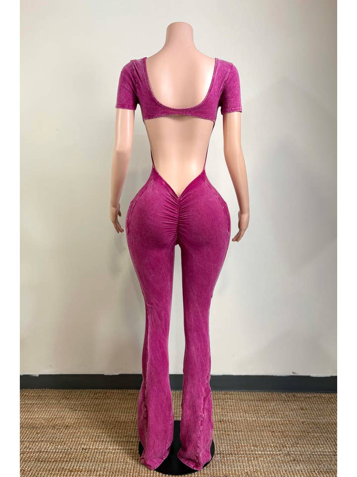 Dalia Studio - Wholesale Jumpsuit - Women's - MINERAL WASH OPEN BACK FLARE JUMPSUIT18