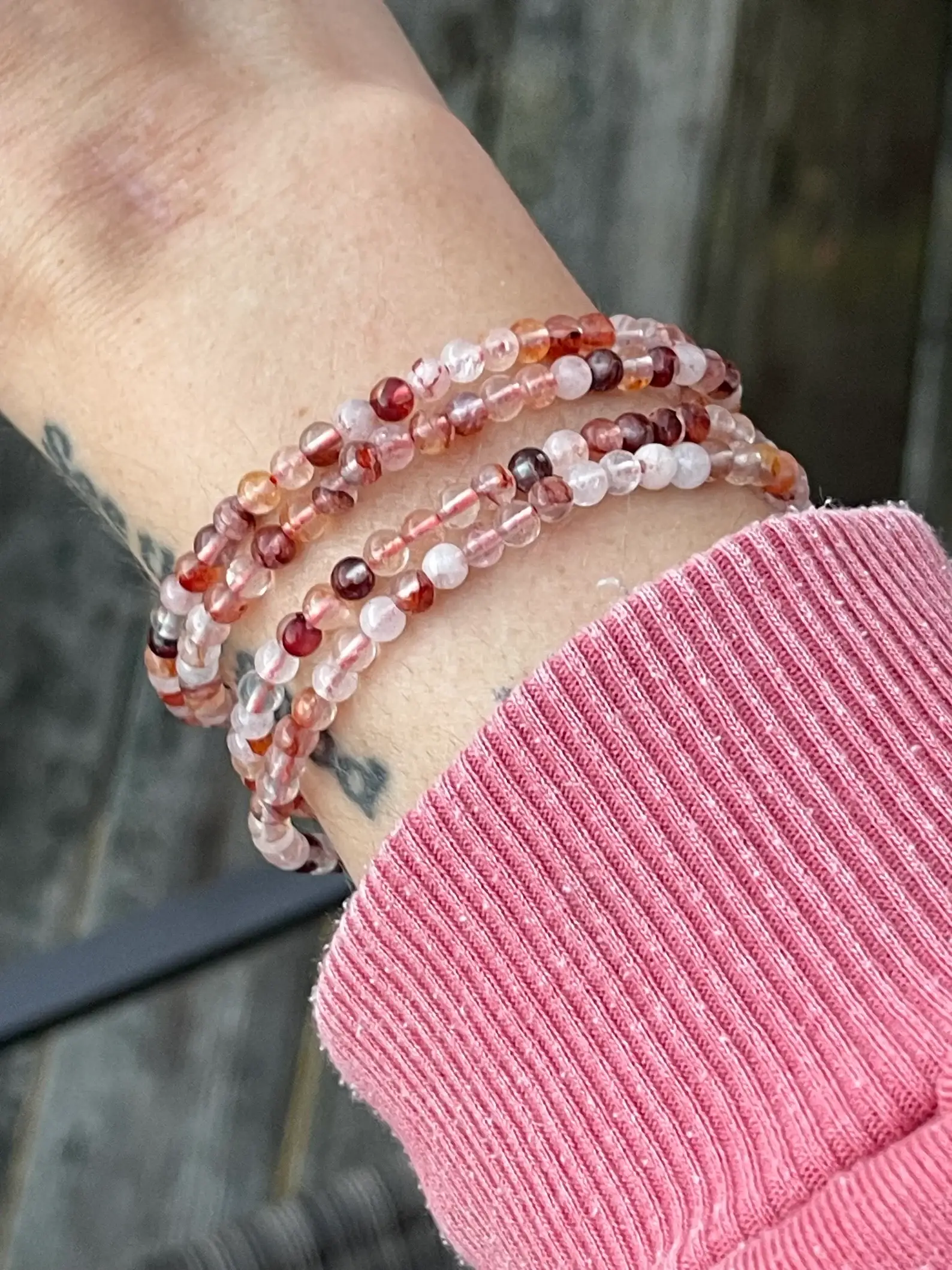 Tumbledshop - Wholesale Beaded bracelet - Hematoid Quartz Crystal Bracelets, 4mm Hematoid Stone Bracel1