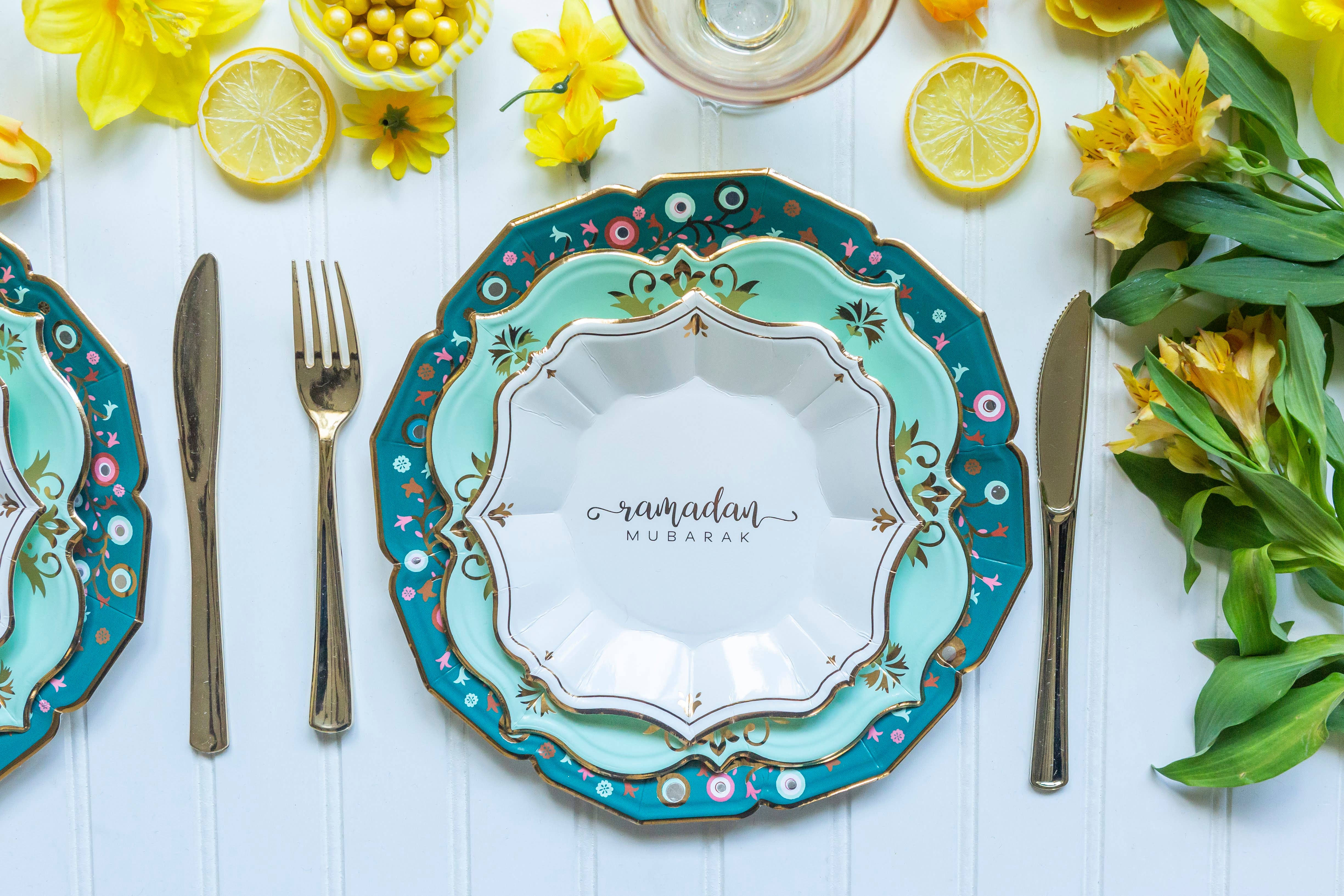 EID Creations - Vente Assiette jetable - 8 Assiettes Dessert Blanches Ramadan5