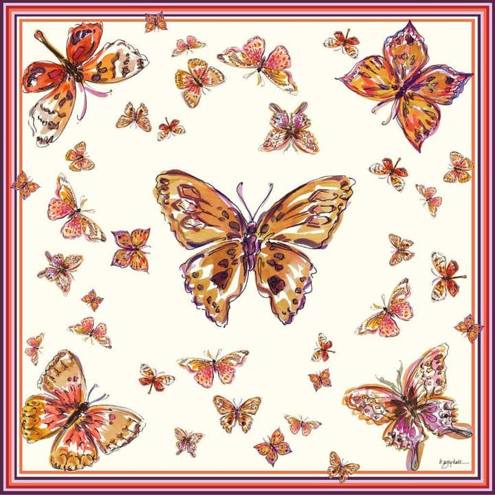 Butterfly Bliss - Bandanasjaal van 100% zijde van keperstof voor wholesale door Grey Hall Design