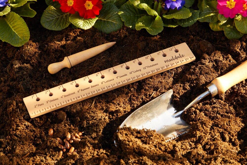 Muldale – wholesale Garden tool – Wooden Planting Ruler Seed Spacer Hand Garden Tool1
