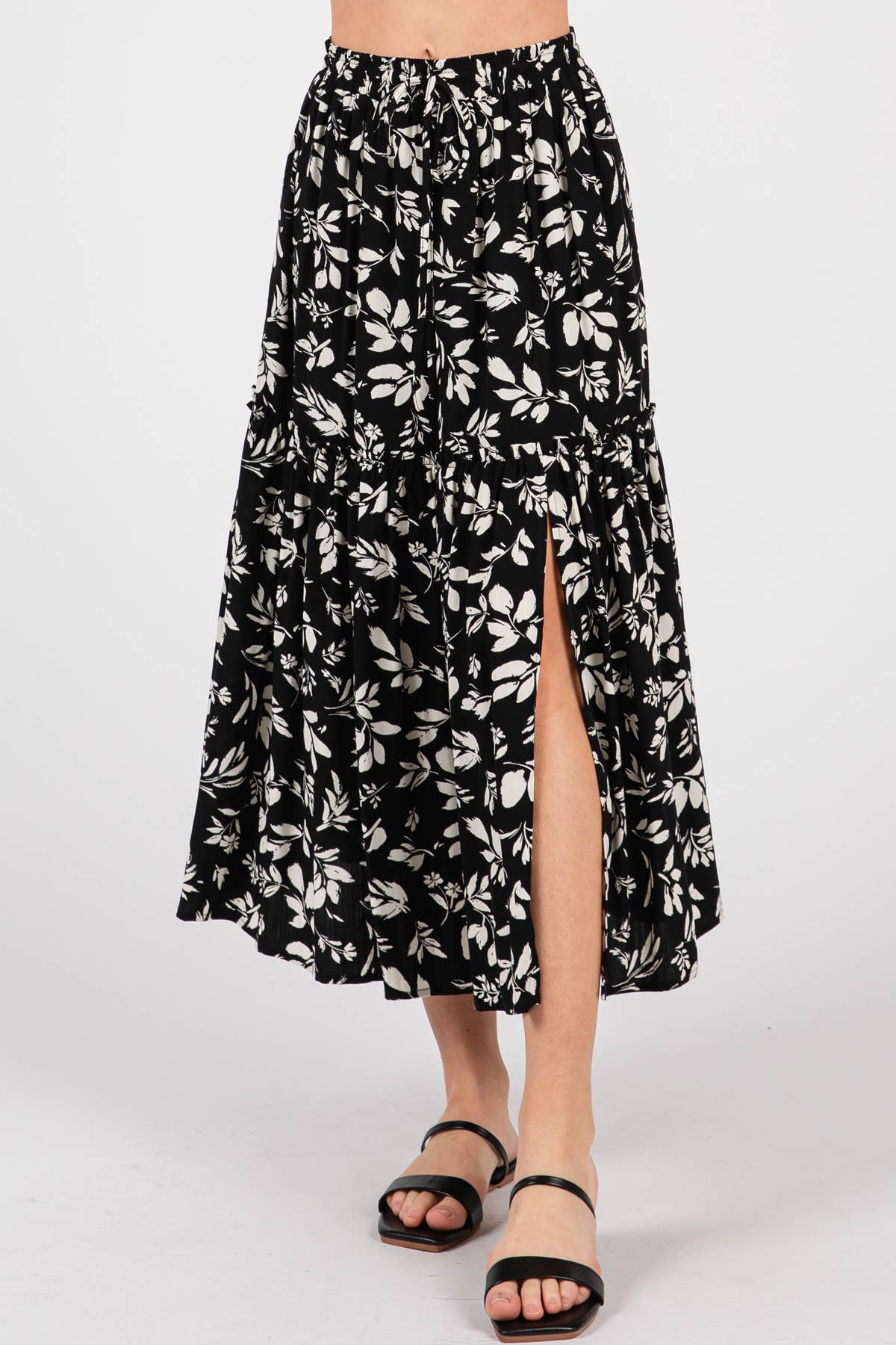 Final Touch – Engroshandel Nederdel - Dame – Printet lagdelt midinederdel med slids - VS30860