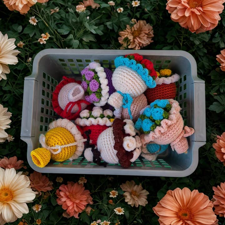 Handmade Crochet Flower Bouquet Keychain for wholesale by despinacrafting