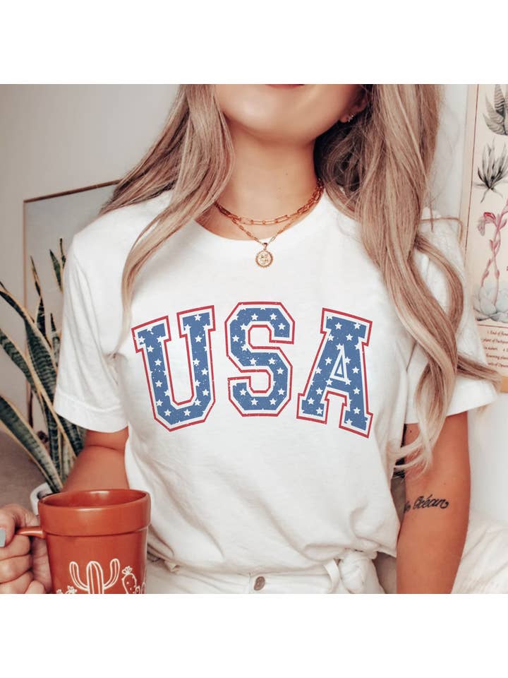 Rags Revived - Wholesale Screen Printed T-Shirt - Women's - 4th Of July USA America T-Shirt