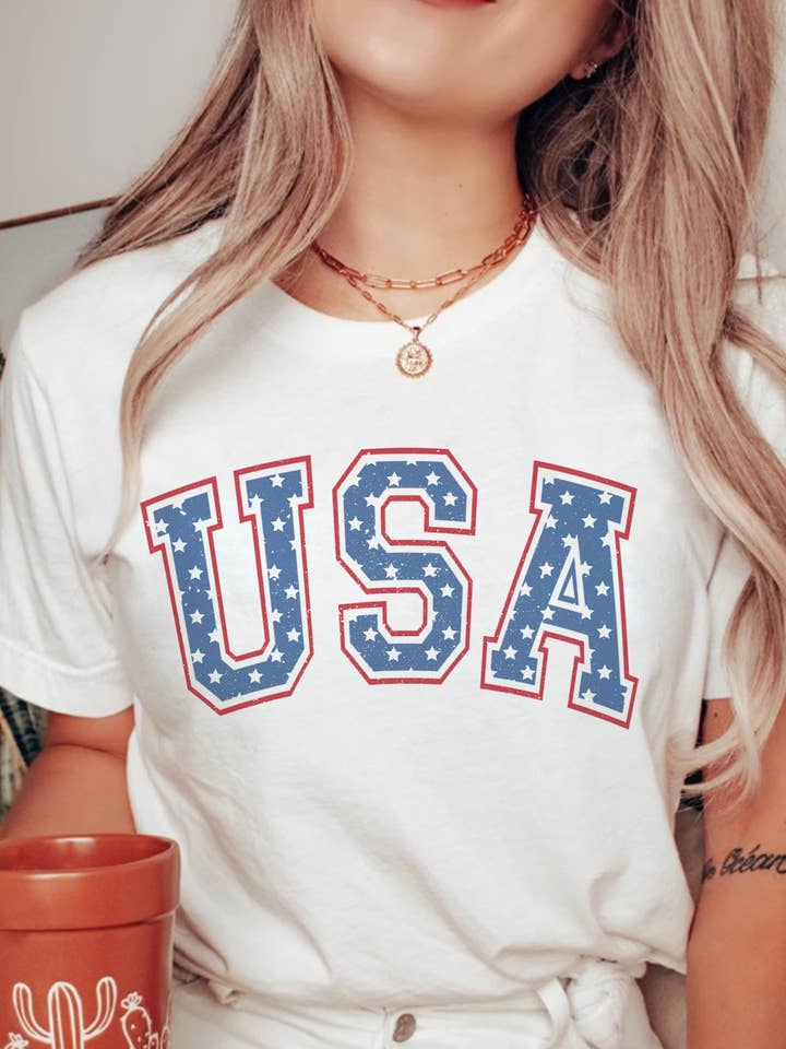 Rags Revived - Wholesale Screen Printed T-Shirt - Women's - 4th Of July USA America T-Shirt0