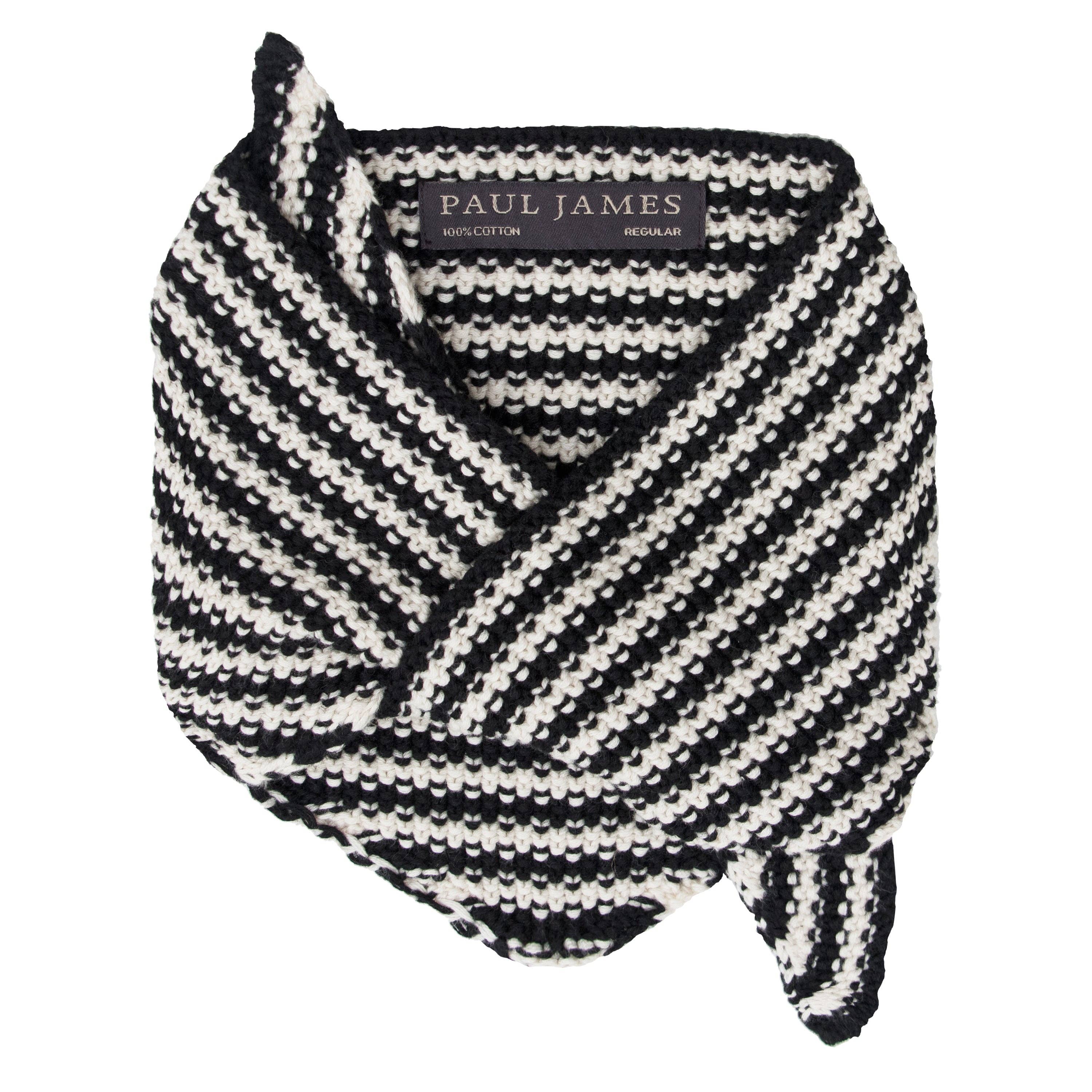 Black Ecru Cotton Textured Stripe Mini Neckerchief for wholesale on Faire9