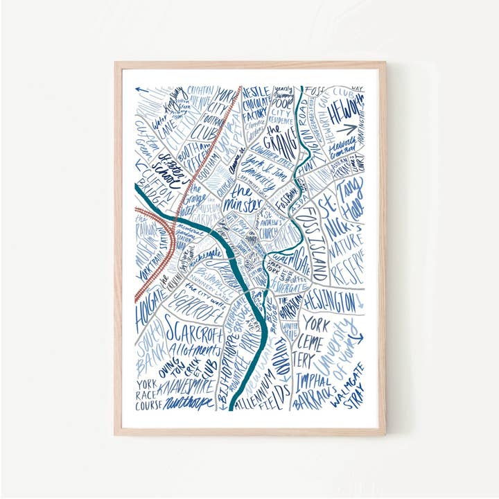 York England UK Stampa artistica «York Map», York Print per la vendita all'ingrosso da parte di Cambridge Purple