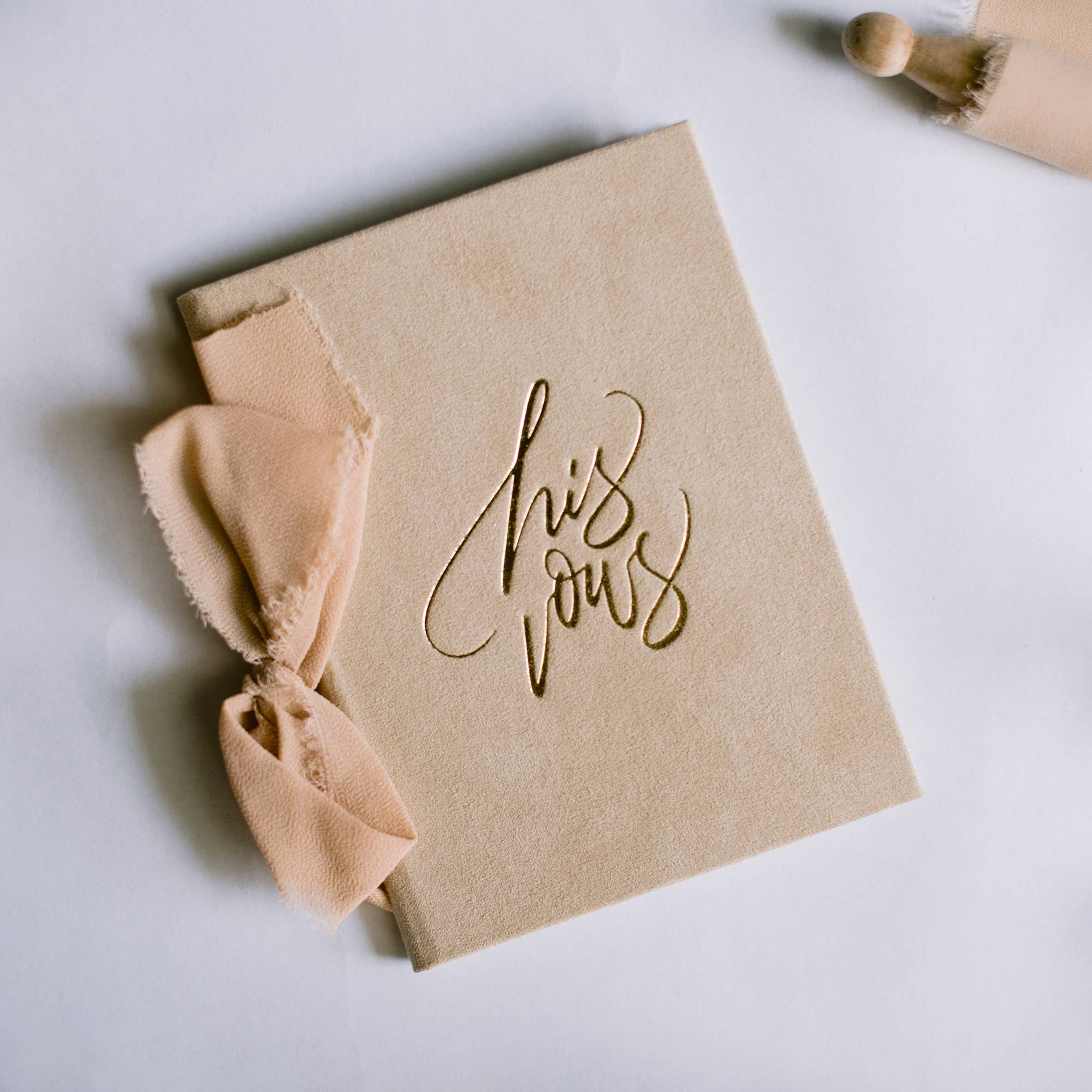 Everbae - Wholesale Journal/Diary - Velvet Hardcover Wedding Vow Books with Silk Ribbon2