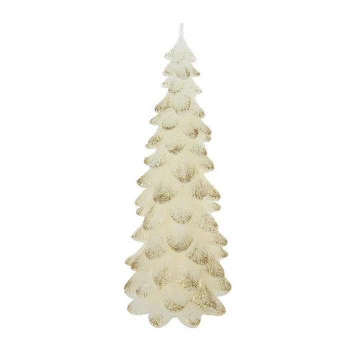 3.3x3.3x8.3" Gold Glittered Tree Candle for wholesale by A&B Home Group Inc.