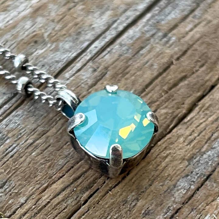 Christine Stoll | Altered Relics - Wholesale Pendant/Charm Necklace - Pacific Opal Aqua Vintage Rhinestone Necklace