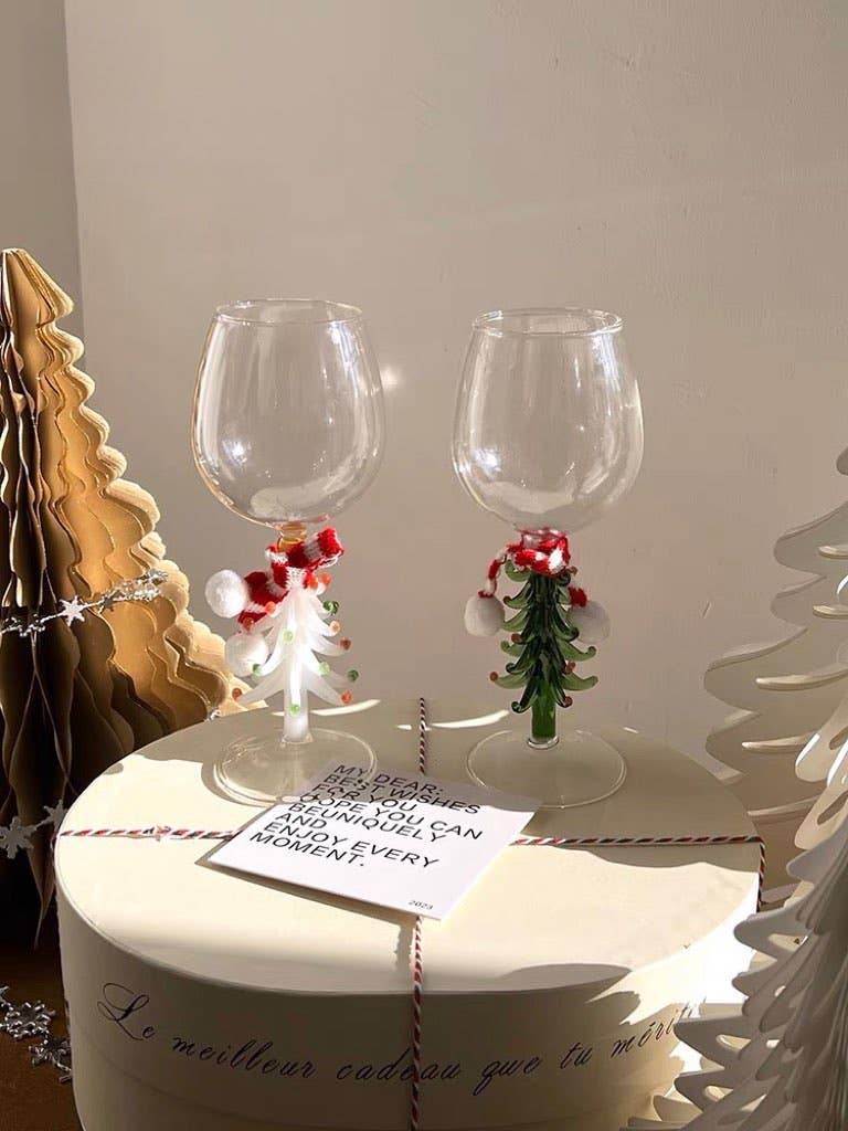 INSPECIAL HOME - Wholesale Wine Glass - Handblown Christmas Tree Wine Glass Goblets Case Of 405