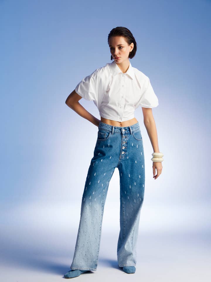 Gradient Wide Leg Jean Pants for wholesale by NOCTURNE